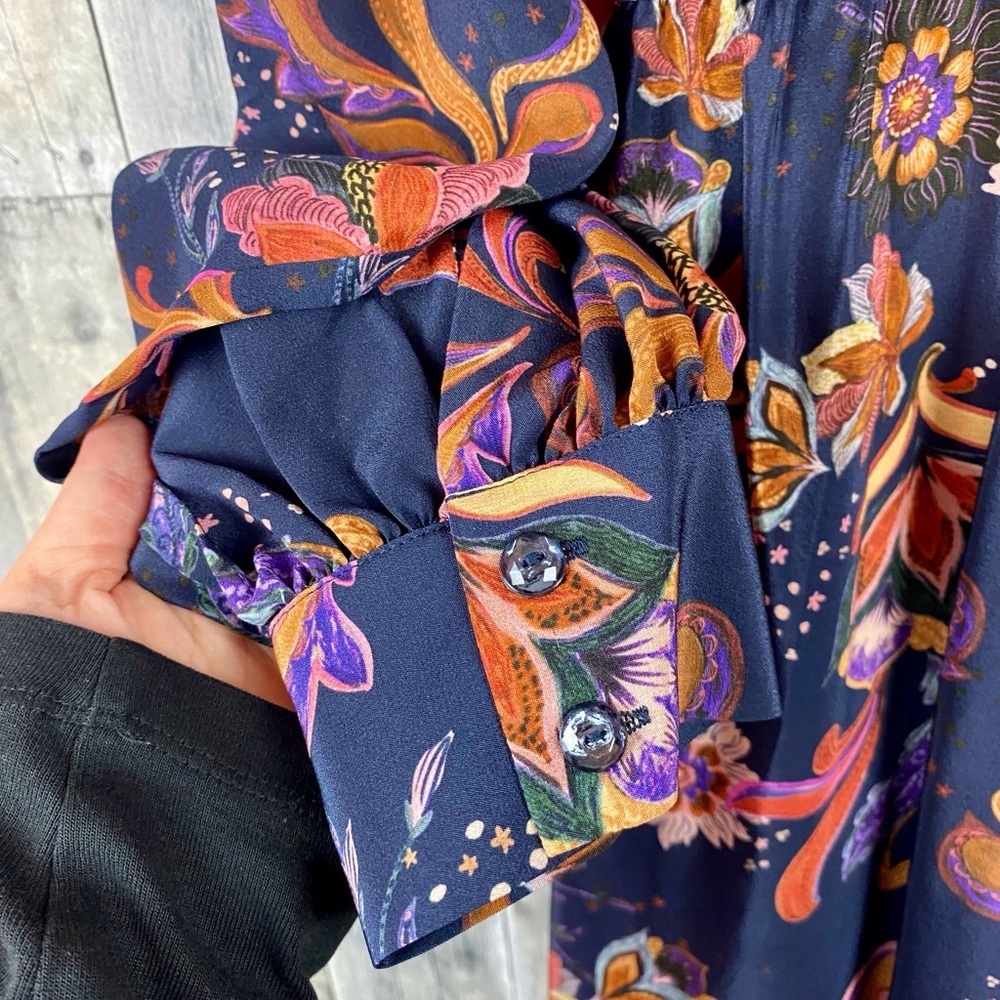 NWOT Johnny Was Athena Floral Print Blouson Sleeve Midi Dress Size Small. - Picture 7 of 15
